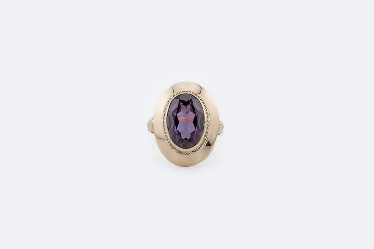 Bague 15 / Oro Giallo Anello in oro giallo con pietra viola 58 Facettes ANL662