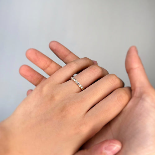 Bague 50 Demi-Alliance - Or jaune & Diamants 58 Facettes 250430R
