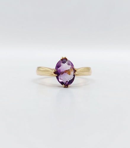 Bague 53.5 Bague cocktail art deco or jaune 18k ornée d'une améthyste 2,12 carats en sertis griffes 58 Facettes A04967