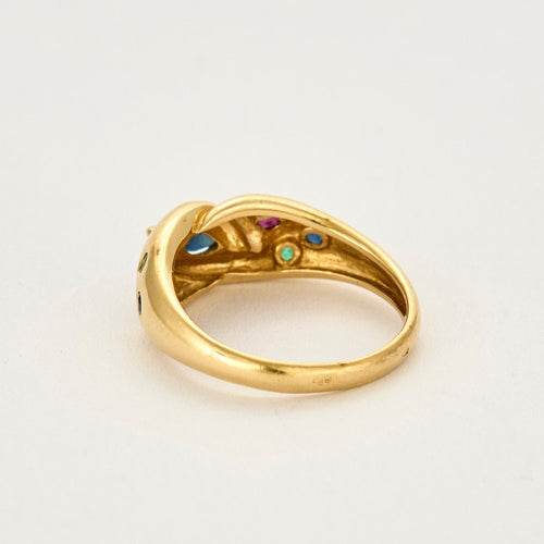 Bague 52,5 Bagur or jaune, saphir, rubis et émeraudes 58 Facettes CHA0576