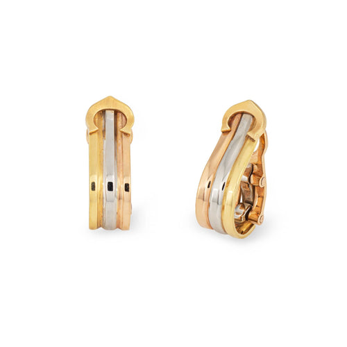 Boucles d'oreilles CARTIER - Boucles d'oreilles Double C vintage années 90 3 ors 58 Facettes G14152