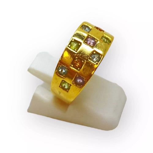 Bague 50 Bague damier empierrée multicolore 58 Facettes 330072461