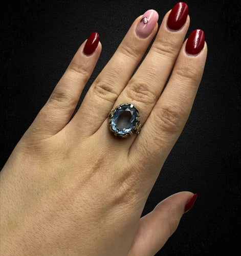 Bague Bague française du début des années 1900 avec spinelle bleu 58 Facettes