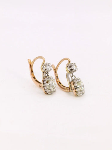 Boucles d'oreilles Dormeuses diamants taille ancienne 2,2 ct 58 Facettes J449