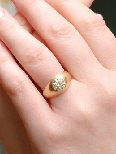 Bague 55 Bague jonc or diamant champagne 1,4 ct 58 Facettes J309
