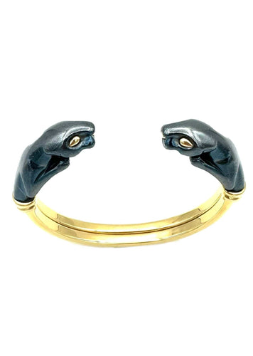 Bracelet CARTIER. Collection "Panthère", bracelet or jaune 18K et silverium 58 Facettes