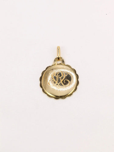 Pendentif Médaille amour Augis ronde Plus qu’hier moins que demain or jaune rubis 58 Facettes J498