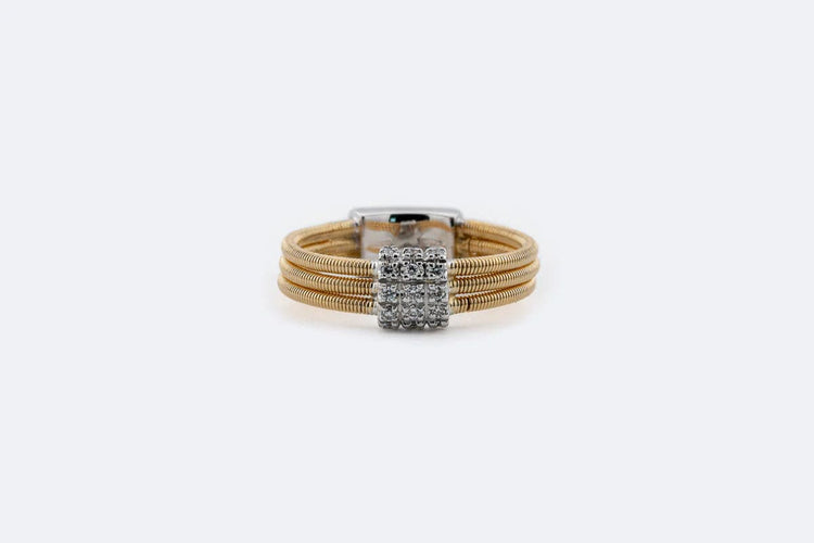Bague Anello tubogas oro bianco e oro giallo con diamanti 58 Facettes