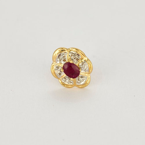 Boutons d'oreilles or jaune, rubis et diamants 58 Facettes PAL32244