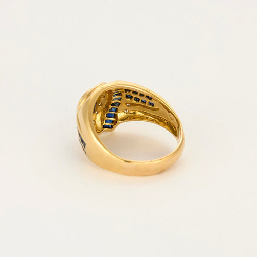 Bague 58 Bague or jaune, saphir et diamants 58 Facettes LOR3589