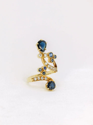 Bague 51 Bague arabesque or diamants saphirs 58 Facettes J152