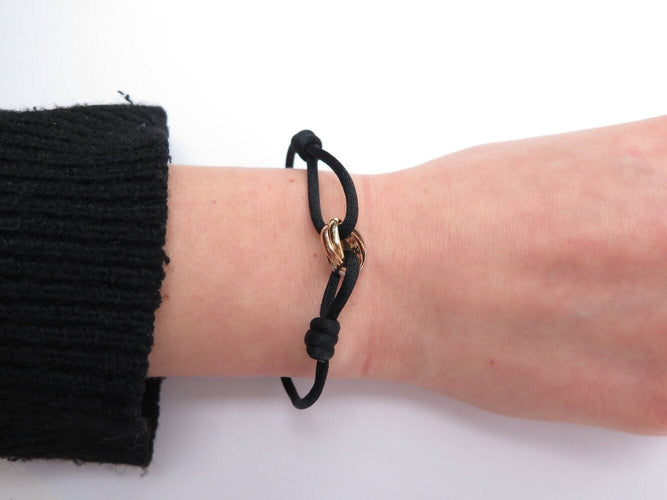Bracelet bracelet CARTIER trinty 3 ors 18k b6016700 cordon noir 17 cm 58 Facettes 272865