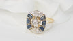 Bague ancienne en or jaune, saphirs et diamants