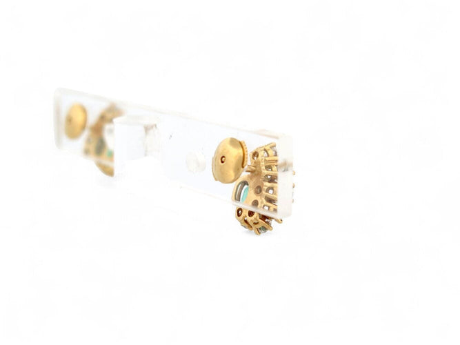 Boucles d'oreilles boucles d'oreilles en or jaune 18k serties emeraudes & 12 diamants 1ct s 58 Facettes 271351