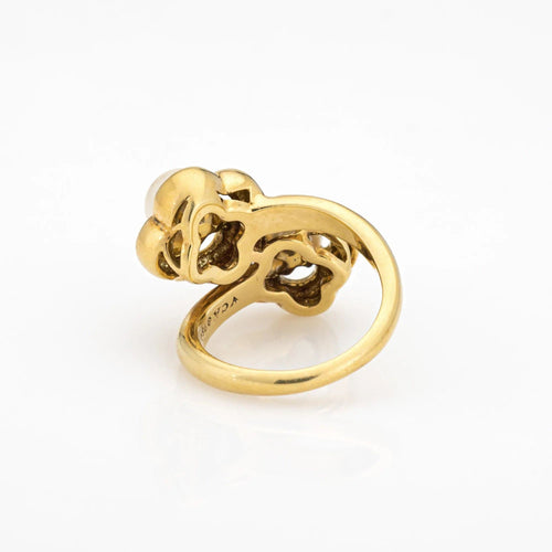 Bague 53 Jean Vitau pour Van Cleef & Arpels - Bague Trèfle Perle de Culture Or Jaune 58 Facettes 14279