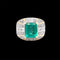 Bague cocktail en or avec diamants émeraude colombiens certifiés rétro