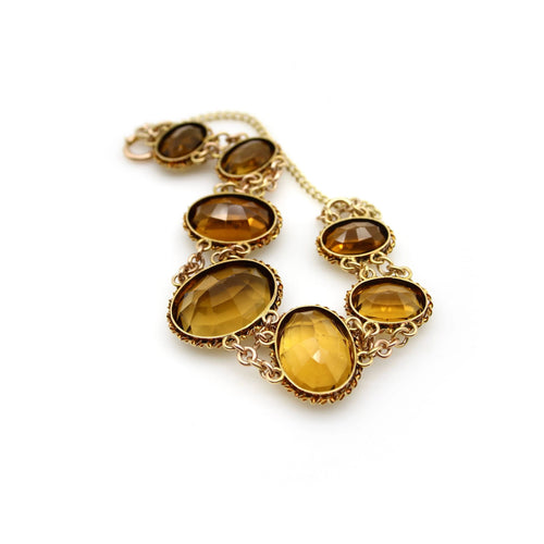 Bracelet Bracelet victorien en or 14 carats et pierres précieuses citrines 58 Facettes