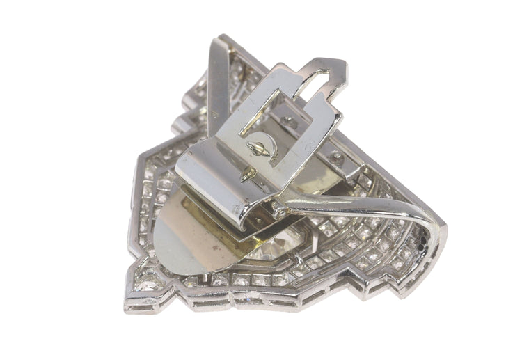 Broche clip Art Déco en platine et diamant 58 Facettes 24170-0331