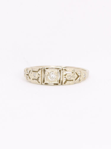 Bague géométrique or blanc diamants