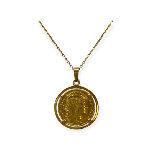 Pendentif Pendentif pièce or Napoléon 20 francs Marianne et Coq 1909 SANS LA PIECE 58 Facettes 330086250BIS