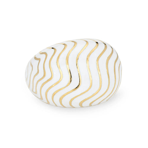 Bague Bague vintage David Webb en émail blanc, forme bombée, taille 6, bijou d'occasion de qualité 58 Facettes G13644