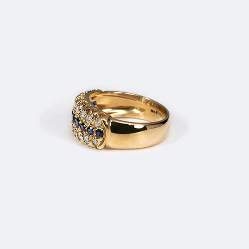 Bague 14 / Oro Giallo Anello “Rivière” di diamanti e zaffiri 58 Facettes ANL463