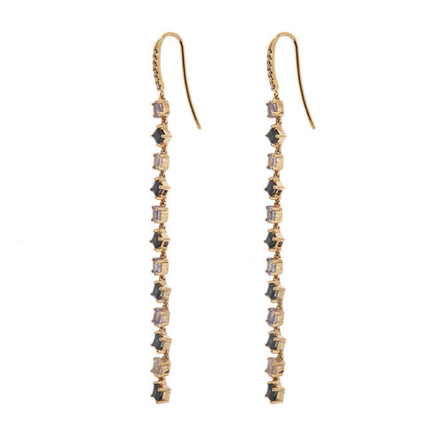 Boucles d'oreilles Boucles d'oreilles pendantes avec diamants, saphirs et tanzanite 58 Facettes 33053