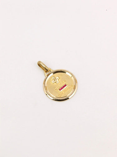 Pendentif AUGIS - Médaille amour ronde or jaune diamant rubis 58 Facettes J505