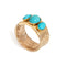 Bague en or jaune 14 carats avec bande flexible turquoise et maille fine, tailles 6,5 à 10