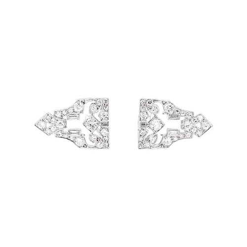 Broche Broche double clip art déco platine et diamants. 58 Facettes 34493