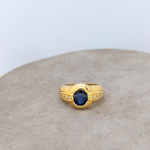 Bague Bague en or jaune diamants et saphir 58 Facettes 18689