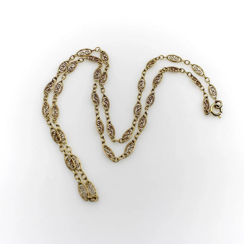 Collier Chaîne vintage en filigrane d'or 14 carats 58 Facettes A20013