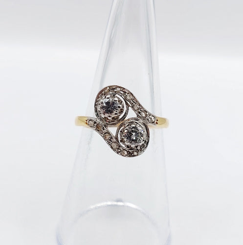 Bague 52 Bague toi et moi antique or jaune et diamants 58 Facettes A05760