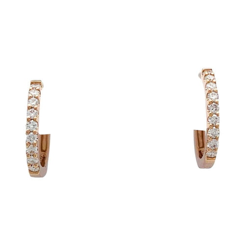 Boucles d'oreilles Paire de petites créoles en or rose, diamants. 58 Facettes 34290