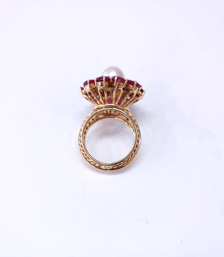 Bague 52 Bague or rose perle et rubis 58 Facettes Bag.perl.Ru.DV42