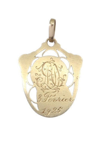 Pendentif Médaille vierge art-déco 58 Facettes 084991