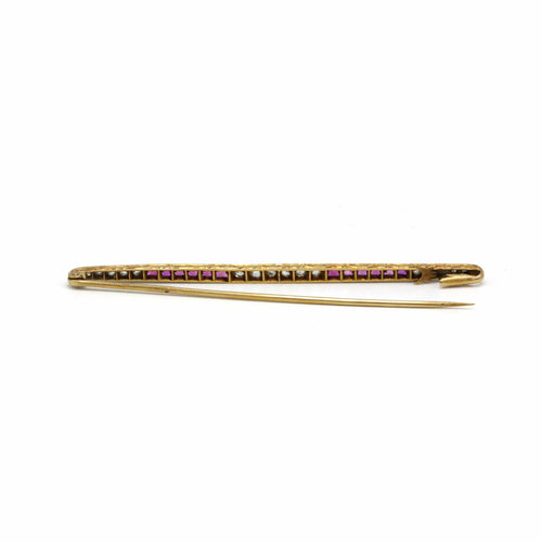Broche Broche barrette - Or jaune, Platine, Diamants et Rubis 58 Facettes 250360R