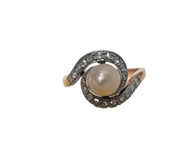 Bague 51 Bague Tourbillon Perle et Diamants en or jaune, or blanc ou platine 58 Facettes BJ-001