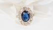 Bague 57 Bague entourage ancienne en or jaune, saphir et roses 58 Facettes 32279