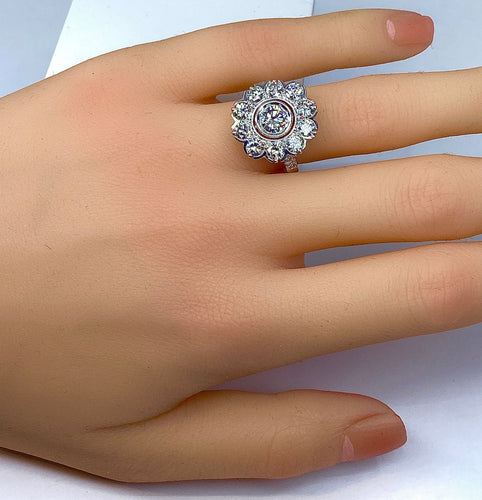 Bague 51 Bague marguerite or blanc diamants 58 Facettes AB304