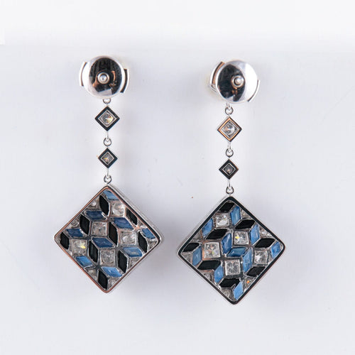 Boucles d'oreilles Boucles d'oreilles géométriques saphirs et diamants 58 Facettes P3L2