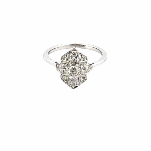 Bague 52 Bague en or blanc et diamants tendance art déco 58 Facettes