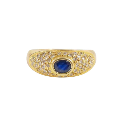 Bague 60 Bague Jonc en or jaune, saphir et pavage de diamants 58 Facettes