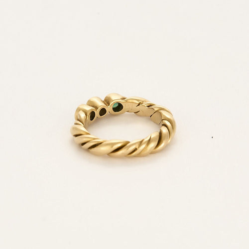Bague 50 Bague en Or jaune tressé, saphir et émeraudes 58 Facettes BIA1201X4