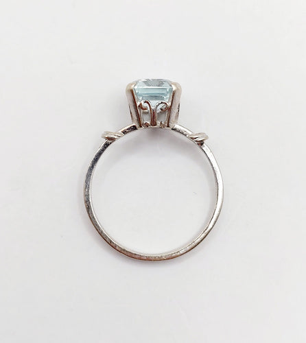 Bague 53 Bague cocktail art déco or blanc aigue marine 58 Facettes A05346