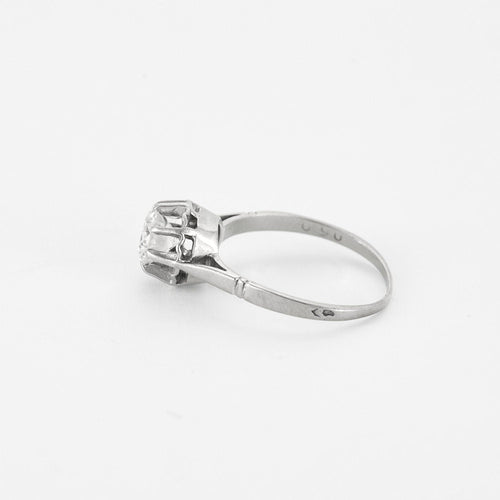 Bague 53 Solitaire or blanc et diamant 58 Facettes GU107