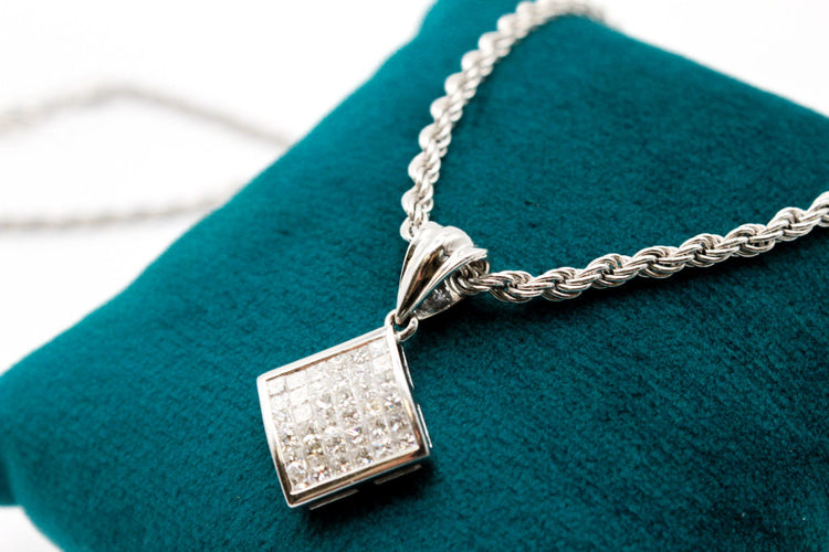 Pendentif Pendentif losange or blanc et diamants 58 Facettes 250147