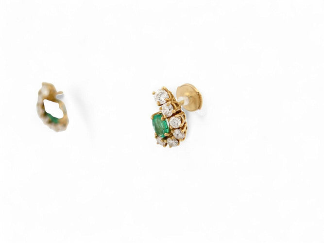 Boucles d'oreilles boucles d'oreilles en or jaune 18k serties emeraudes & 12 diamants 1ct s 58 Facettes 271351