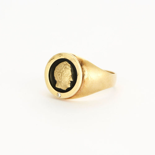 Bague 63.5 Chevalière Or Email Noir 58 Facettes 33200210