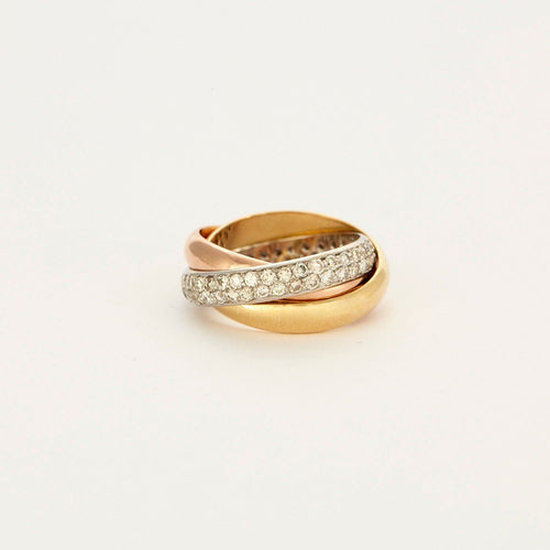 Bague 52 CARTIER - Bague Trinity 1 anneau pavé de diamants 58 Facettes